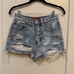 Distressed Denim Women Shorts Waist 24/25